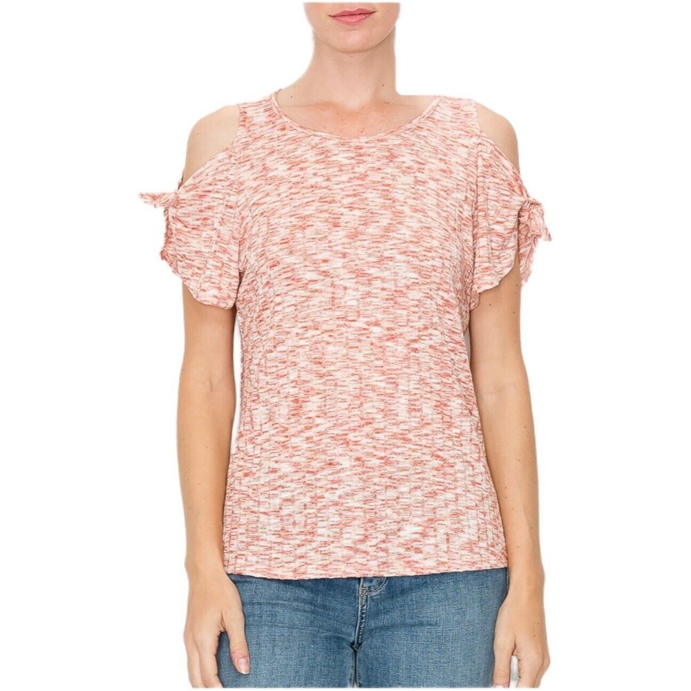 Women's Coral Space Dye Cold Shoulder Short Sleeve Top by W5, Size L
